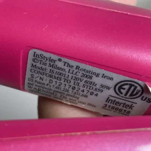 Instyler Rotating IS1001.1 PINK Hot Iron Hair Brush Straight/Curl 1.25" TESTED - Picture 7 of 11